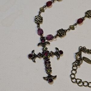 VCLM JEWELED‎ and Beaded Cross Pendant Necklace